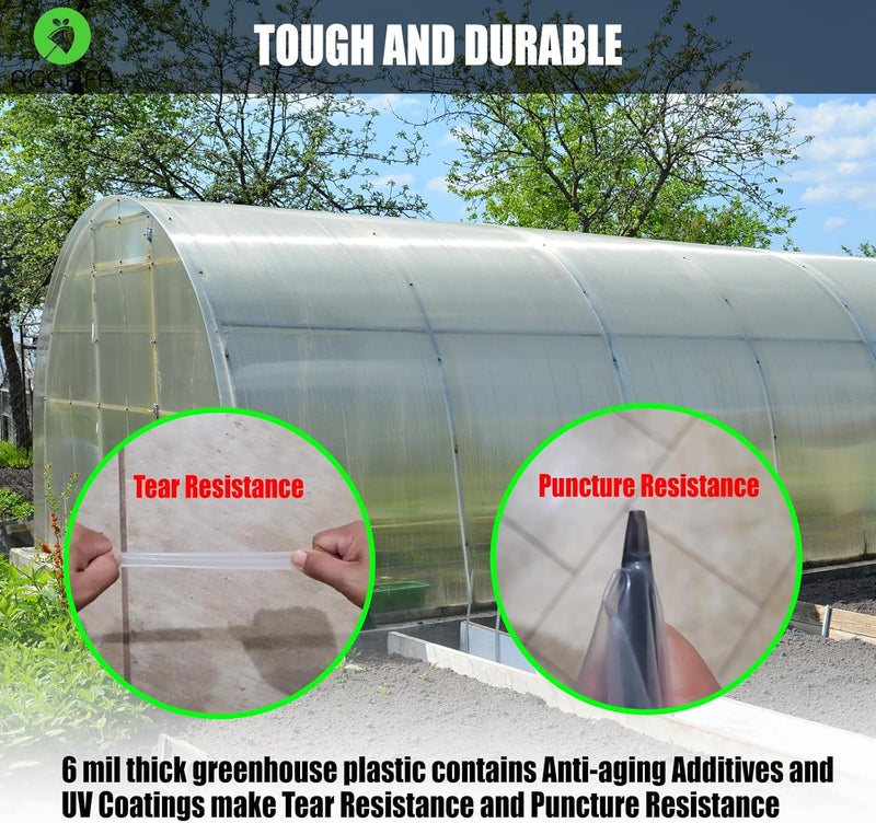 AGGAFA 6 mil (8ft x 25ft) 100% Virgin Material. 5Layers Advanced Extrusion Technology for UV Protection, Anti-drip, Anti-Fog, Thermal and Strength. 4Years Lifetime UV Resistant Greenhouse Plastic - Image 4
